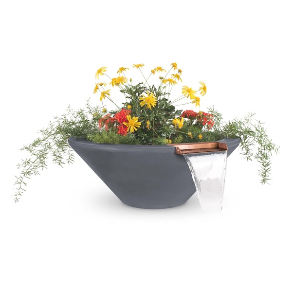 The Outdoor Plus 48 Round Cazo Planter & Water Bowl - GFRC Concrete - Gray - OPT-48RPW-GRY - main